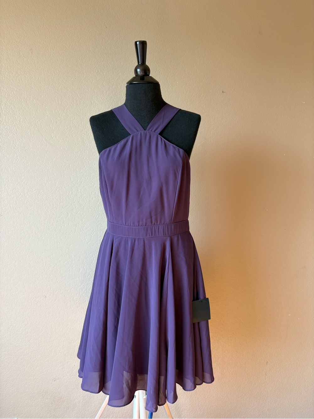 Lulus Purple Halter Forevermore Special Lined Chiffon Skater Dress M NWT